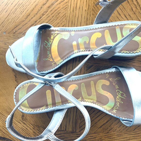 SAM EDELMAN CIRCUS Silver Ankle Strap 2 Inch Heel Holiday Perfect NW/O TAGS - Picture 6 of 6